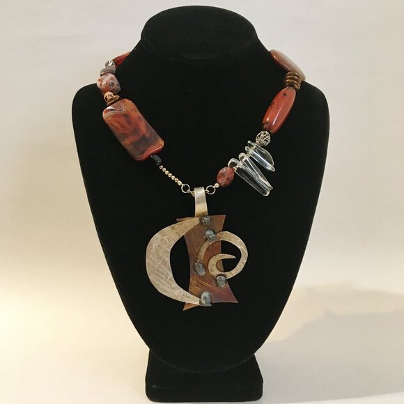 Crescent Pendant One Of A Kind Unique Handmade Stainless Steel Artisan New Gift - Picture 3 of 7